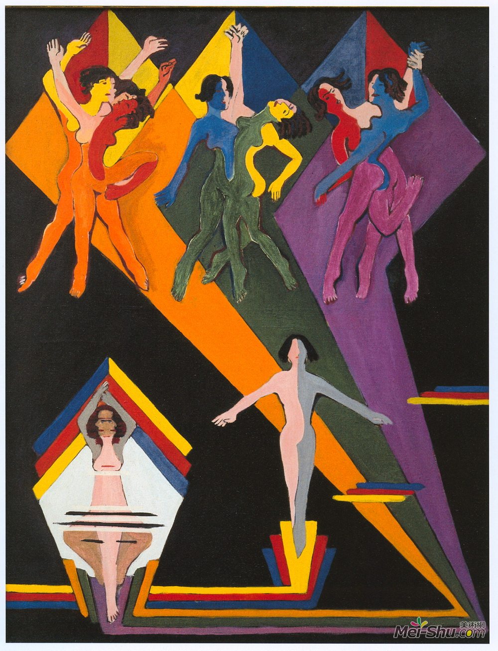 恩斯特·路德维希·克尔希纳(Ernst Ludwig Kirchner)高清作品《五彩缤纷的舞女》