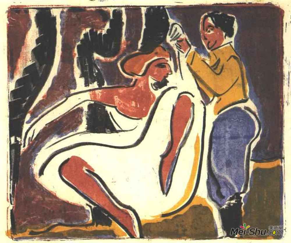 恩斯特·路德维希·克尔希纳(Ernst Ludwig Kirchner)高清作品《俄罗斯舞蹈家》