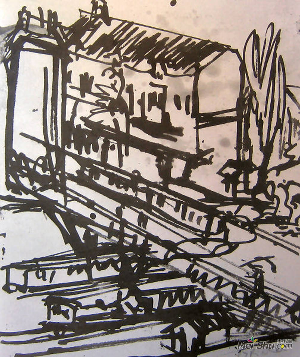 恩斯特·路德维希·克尔希纳(Ernst Ludwig Kirchner)高清作品《铁路立交桥》