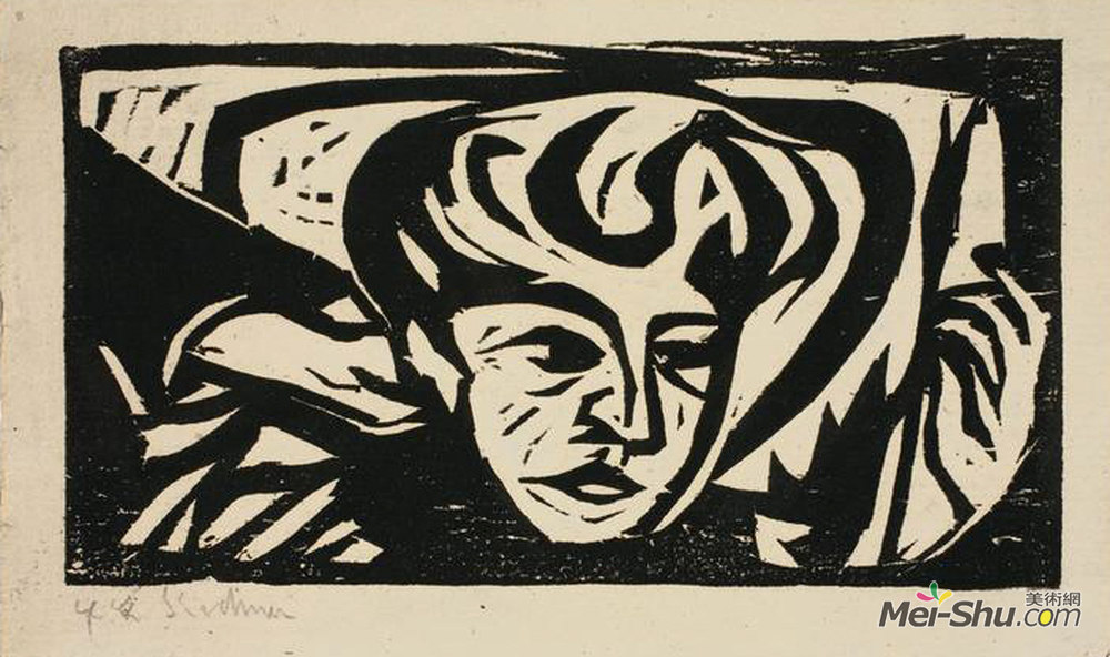 恩斯特·路德维希·克尔希纳(Ernst Ludwig Kirchner)高清作品《枕头上的渡头》