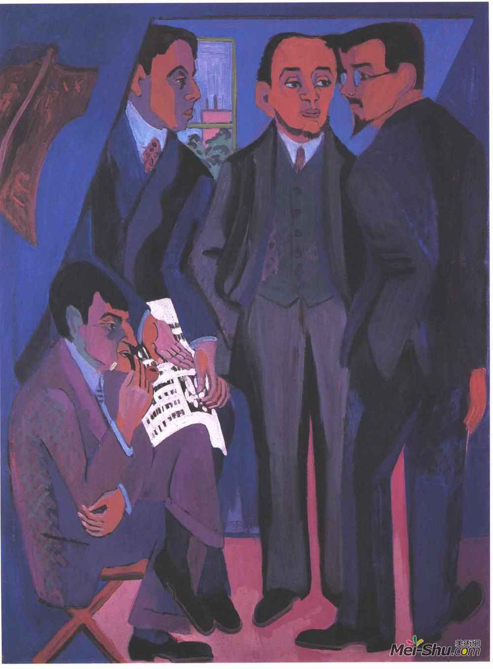 恩斯特·路德维希·克尔希纳(Ernst Ludwig Kirchner)高清作品《艺术家群体》