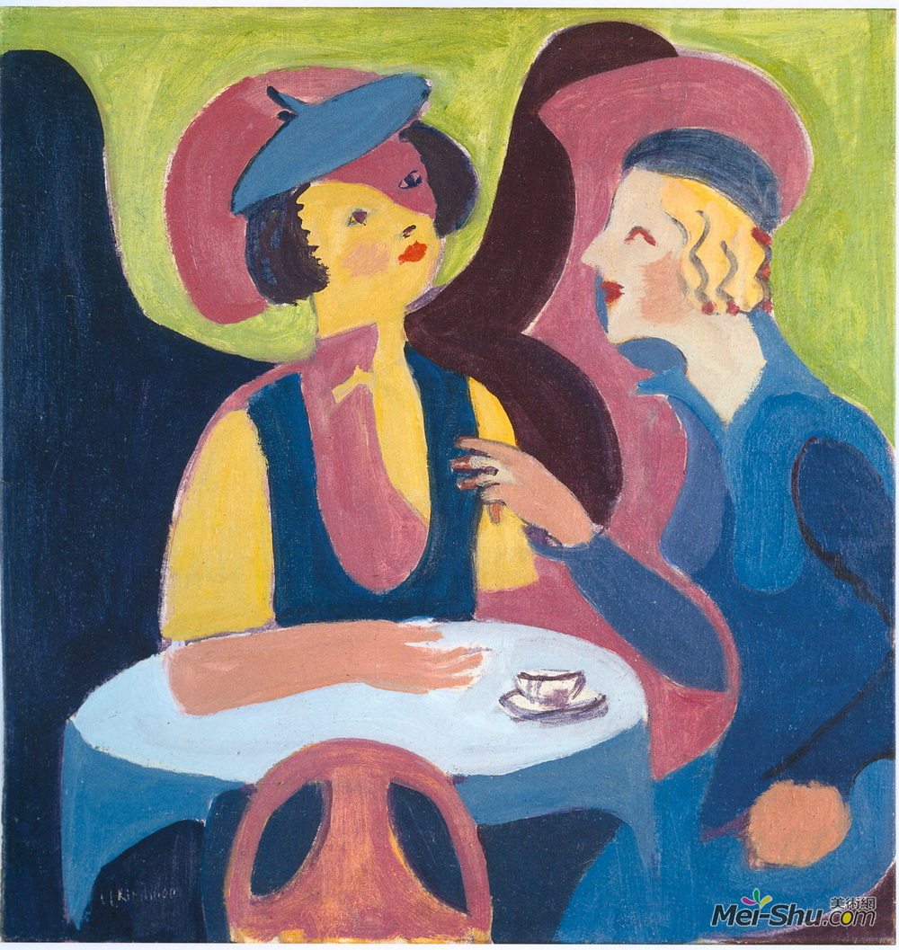 恩斯特·路德维希·克尔希纳(Ernst Ludwig Kirchner)高清作品《咖啡馆里的两个女人》