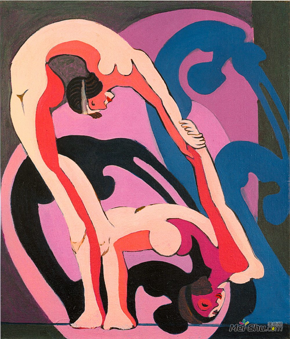恩斯特·路德维希·克尔希纳(Ernst Ludwig Kirchner)高清作品《两个杂技演员》