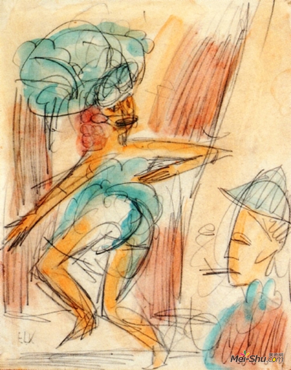 恩斯特·路德维希·克尔希纳(Ernst Ludwig Kirchner)高清作品《舞者与观众》