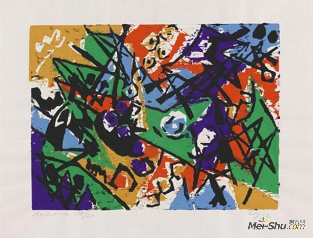 恩斯特·威廉·奈(Ernst Wilhelm Nay)高清作品《彩色木刻1952-2》
