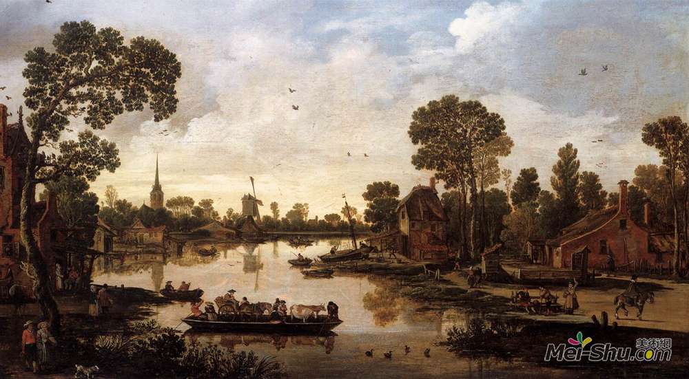 艾萨亚斯·凡·德·维尔德(Esaias van de Velde)高清作品《渡船》