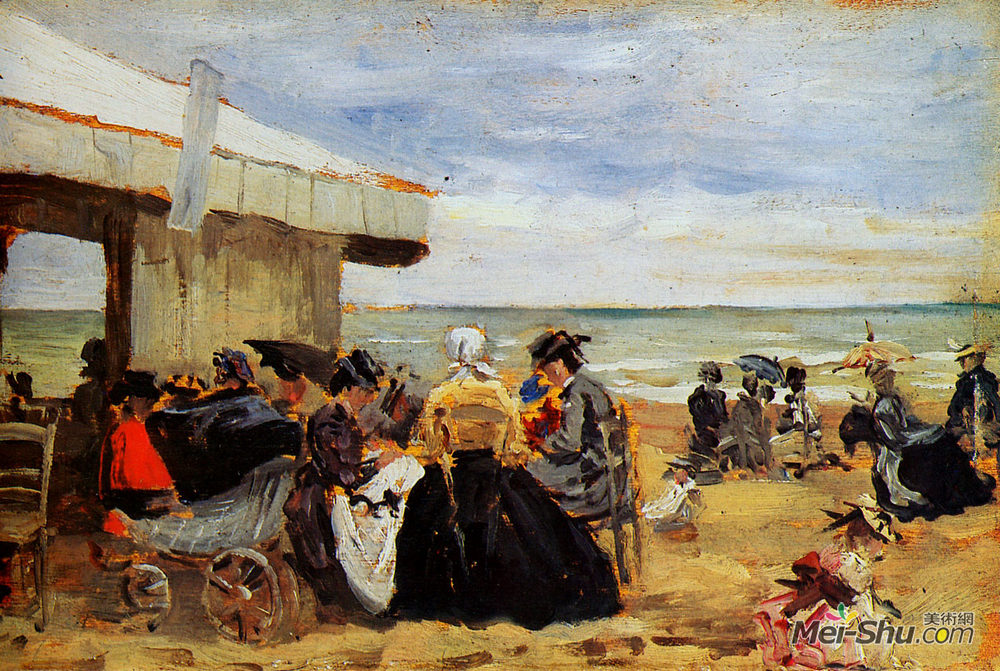 尤金·布丹(Eugene Boudin)高清作品《海滩景色》