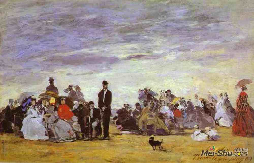 尤金·布丹(Eugene Boudin)高清作品《Beach at Trouville》