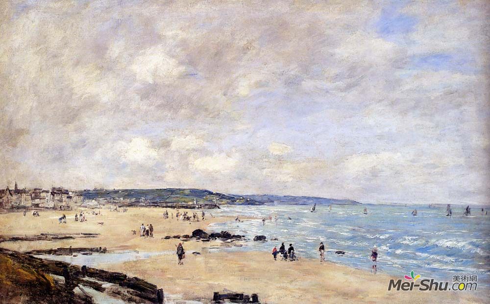 尤金·布丹(Eugene Boudin)高清作品《Beach at Trouville》