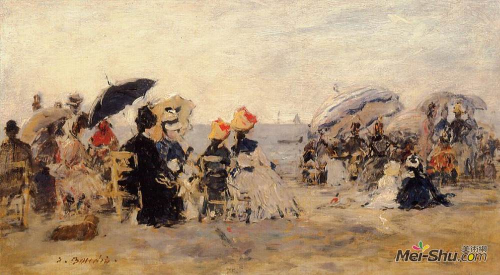 尤金·布丹(Eugene Boudin)高清作品《海滩风光》