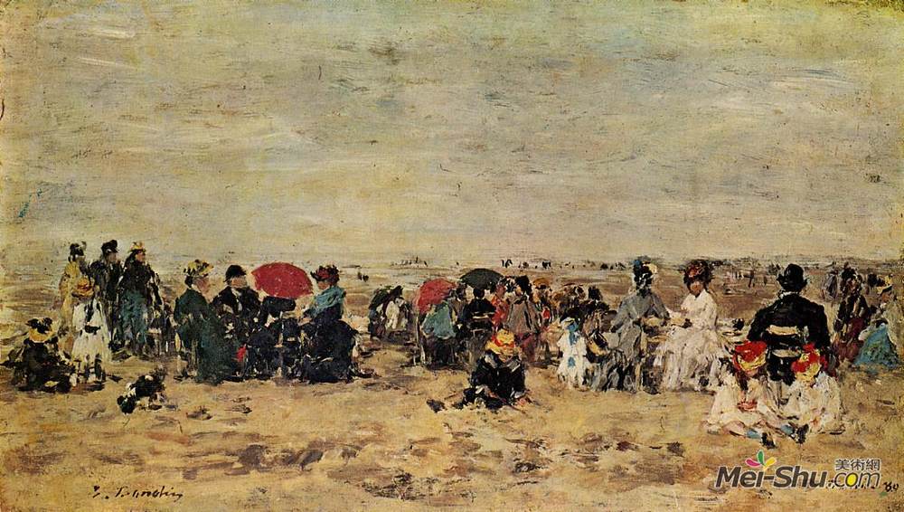 尤金·布丹(Eugene Boudin)高清作品《海滩风光》