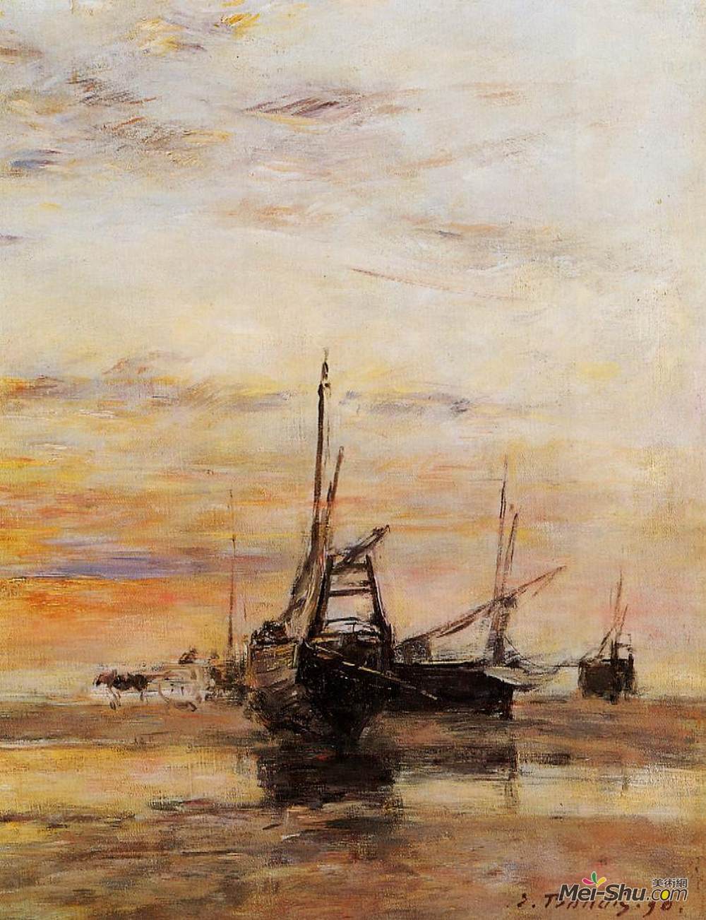 尤金·布丹(Eugene Boudin)高清作品《贝尔克：低潮》