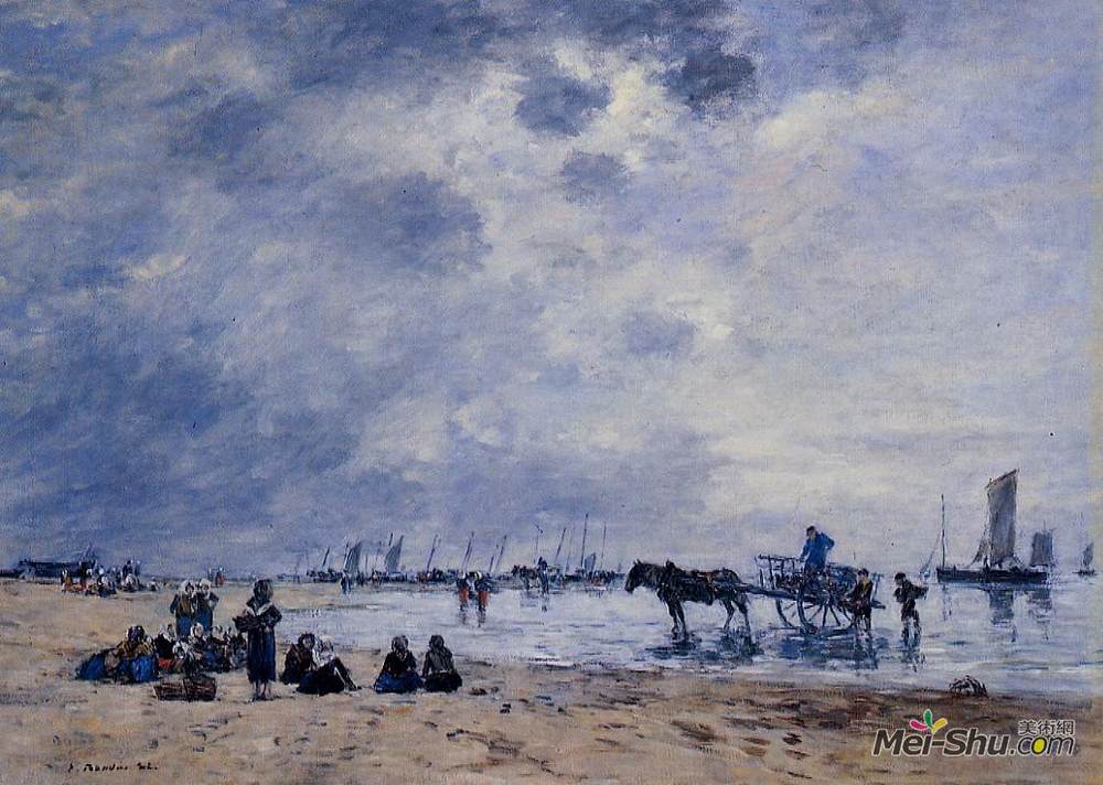 尤金·布丹(Eugene Boudin)高清作品《Berck, the Arrival of the Fishing Boats》