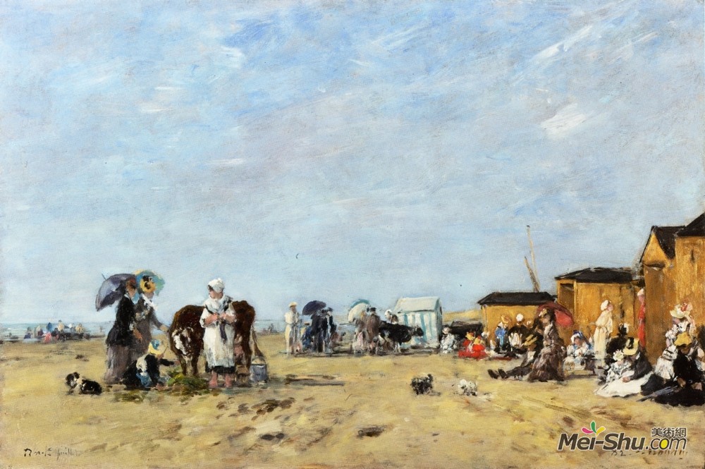 尤金·布丹(Eugene Boudin)高清作品《贝尔克，海滩》