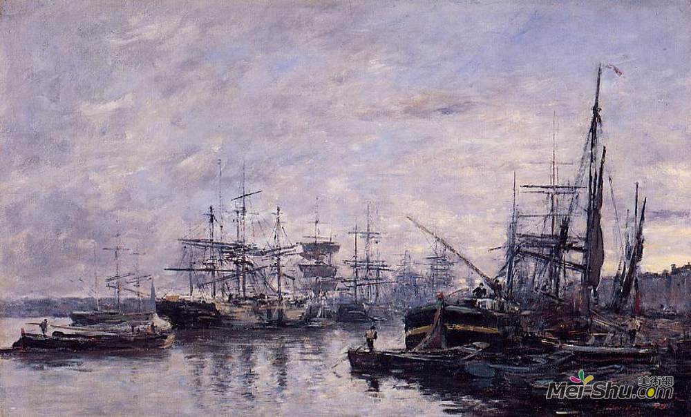 尤金·布丹(Eugene Boudin)高清作品《波尔多港》
