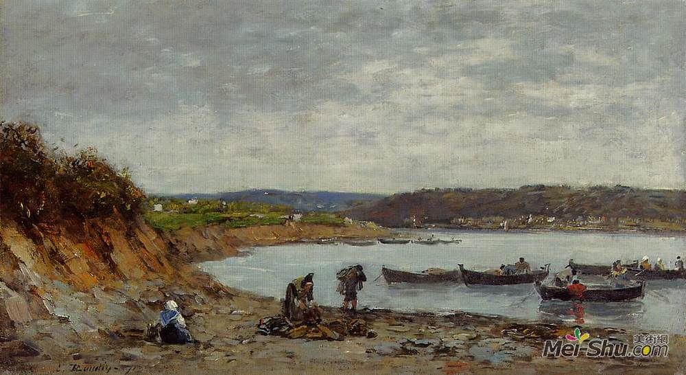 尤金·布丹(Eugene Boudin)高清作品《布雷斯特渔船》