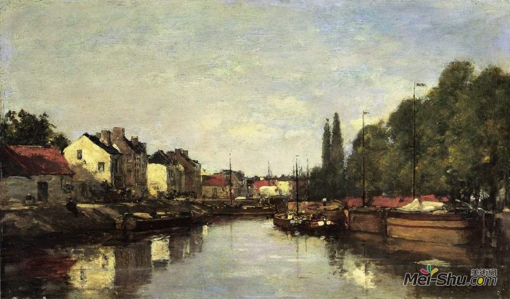 尤金·布丹(Eugene Boudin)高清作品《布鲁塞尔鲁汶的运河》