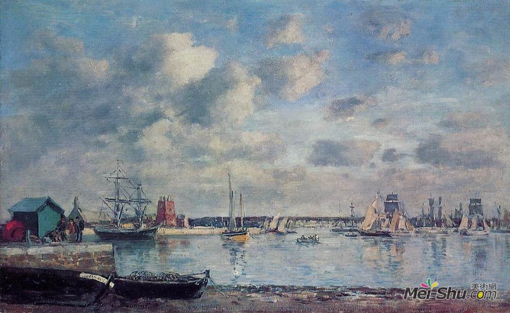 尤金·布丹(Eugene Boudin)高清作品《Camaret, Boats in the Harbor》