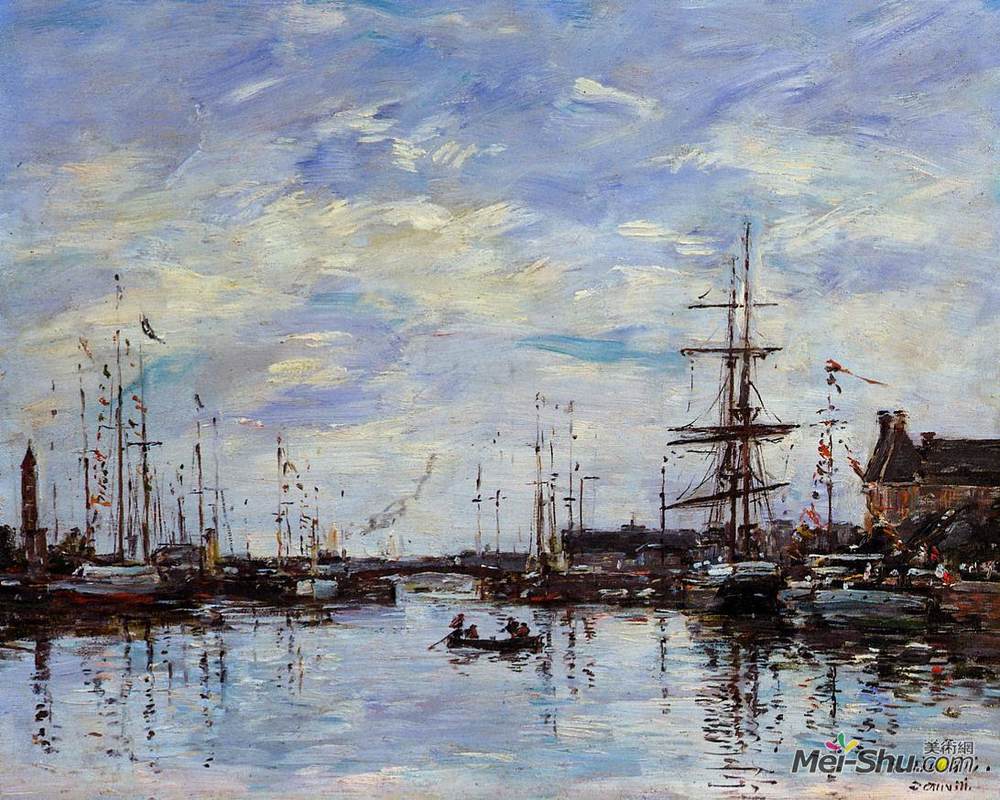 尤金·布丹(Eugene Boudin)高清作品《码头多维尔》