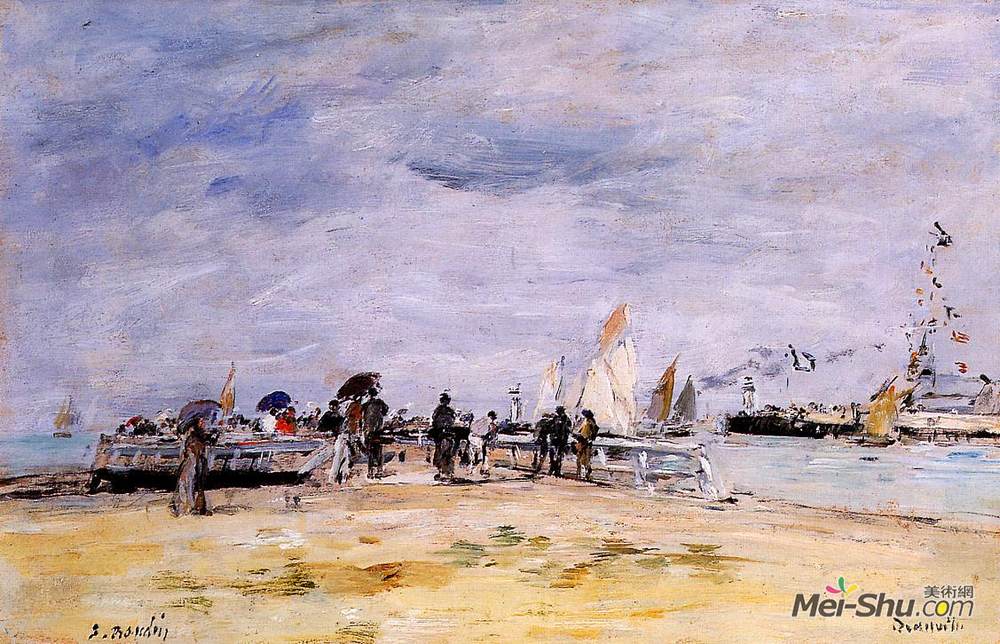 尤金·布丹(Eugene Boudin)高清作品《码头多维尔》
