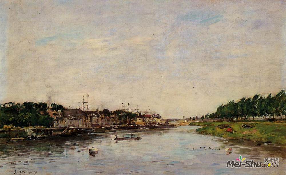 尤金·布丹(Eugene Boudin)高清作品《索姆河畔圣瓦莱里港入口》