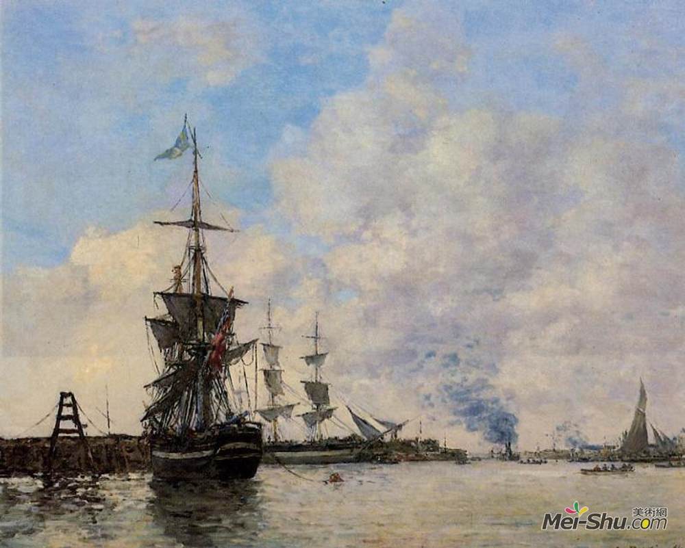 尤金·布丹(Eugene Boudin)高清作品《勒阿弗尔。新的大门。》