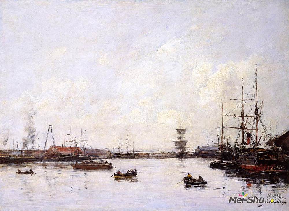 尤金·布丹(Eugene Boudin)高清作品《勒阿弗尔。厄尔河盆地》