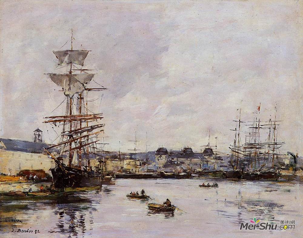 尤金·布丹(Eugene Boudin)高清作品《勒阿弗尔，卡西米尔-德拉维尼盆地》