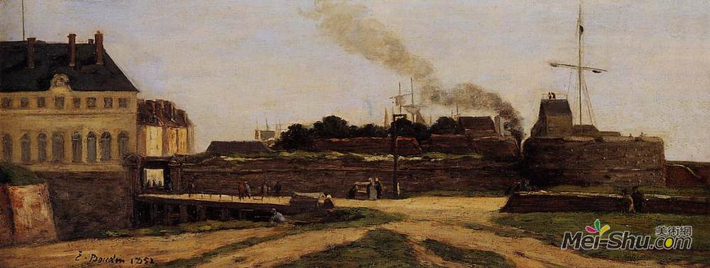 尤金·布丹(Eugene Boudin)高清作品《勒阿弗尔，城市酒店和弗朗索瓦一世塔》