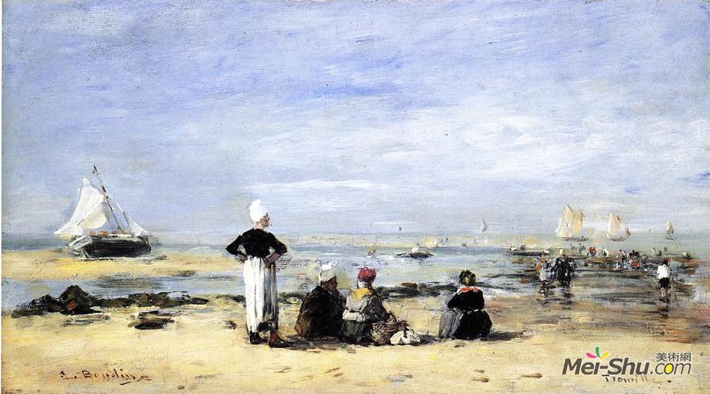 尤金·布丹(Eugene Boudin)高清作品《Low Tide at Trouville》