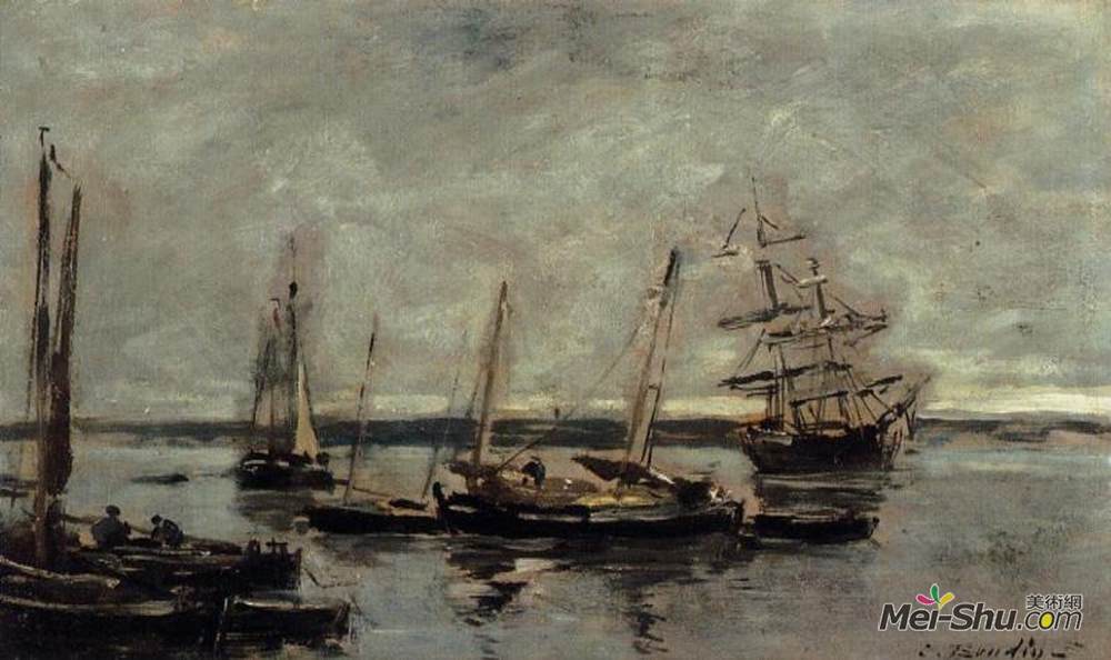 尤金·布丹(Eugene Boudin)高清作品《附近的卡默雷特》