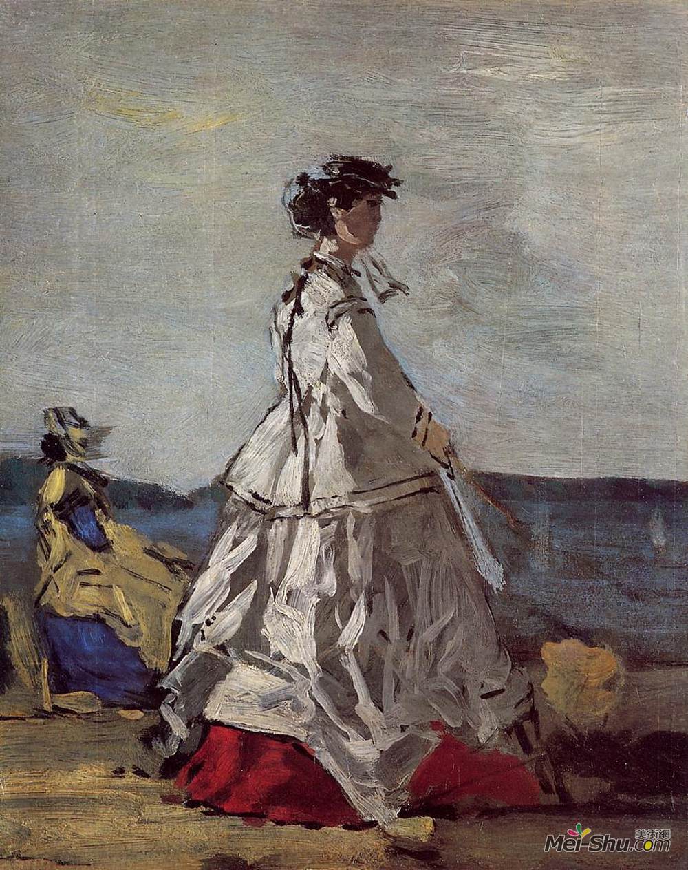 尤金·布丹(Eugene Boudin)高清作品《Princess Pauline Metternich on the Beach》