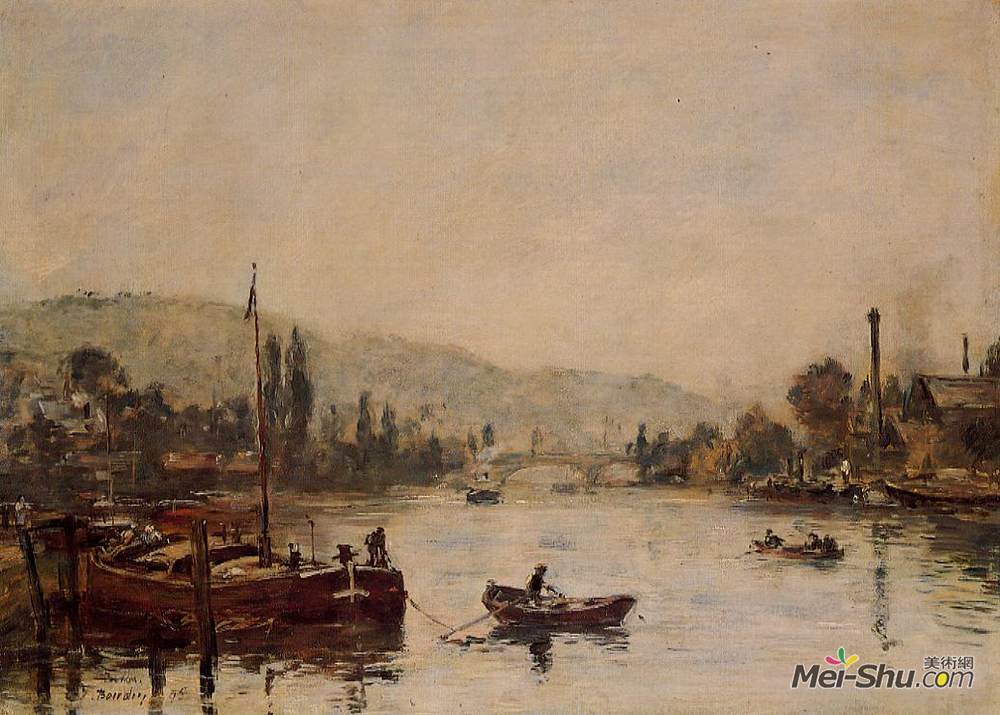 尤金·布丹(Eugene Boudin)高清作品《鲁昂，圣凯瑟琳海岸，早晨的雾》