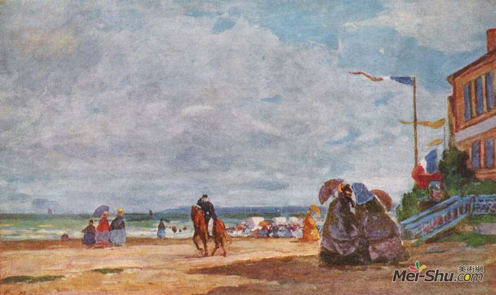 尤金·布丹(Eugene Boudin)高清作品《Strand in Trouville》