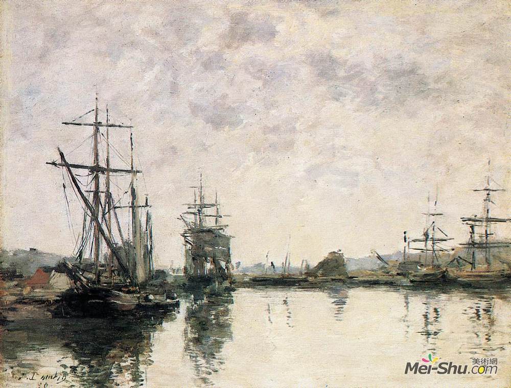 尤金·布丹(Eugene Boudin)高清作品《多维尔盆地》