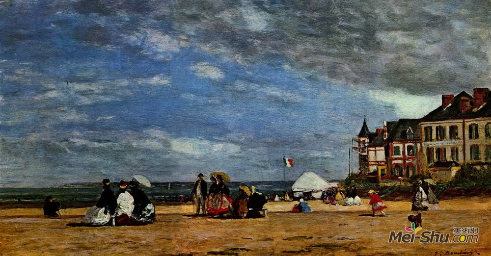 尤金·布丹(Eugene Boudin)高清作品《The beach at Trouville》