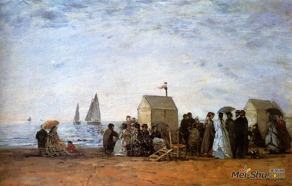 尤金·布丹(Eugene Boudin)高清作品《The beach at Trouville》