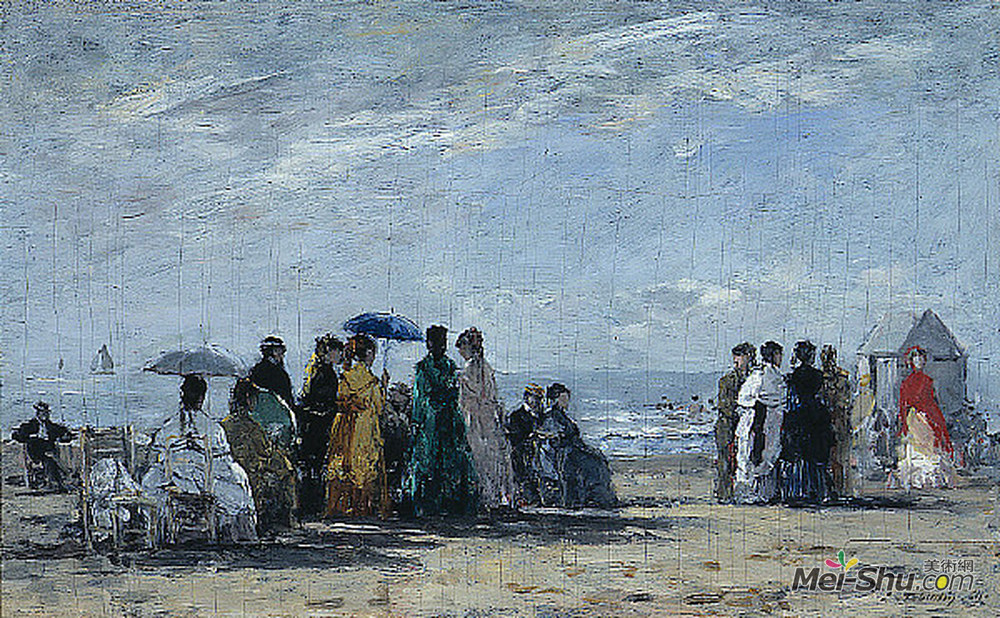 尤金·布丹(Eugene Boudin)高清作品《The Beach at Trouville》