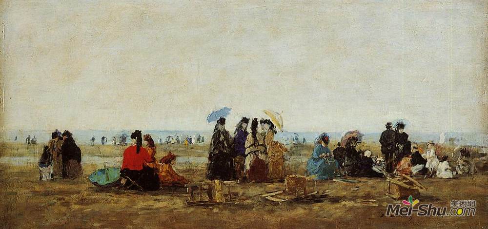 尤金·布丹(Eugene Boudin)高清作品《The Beach at Trouville》