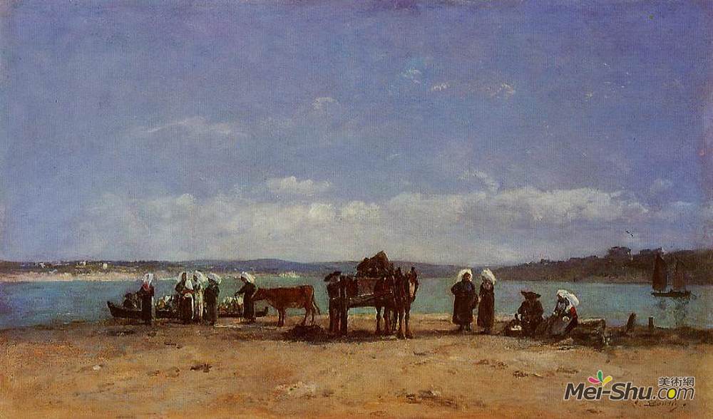 尤金·布丹(Eugene Boudin)高清作品《布雷顿渔夫的妻子们》