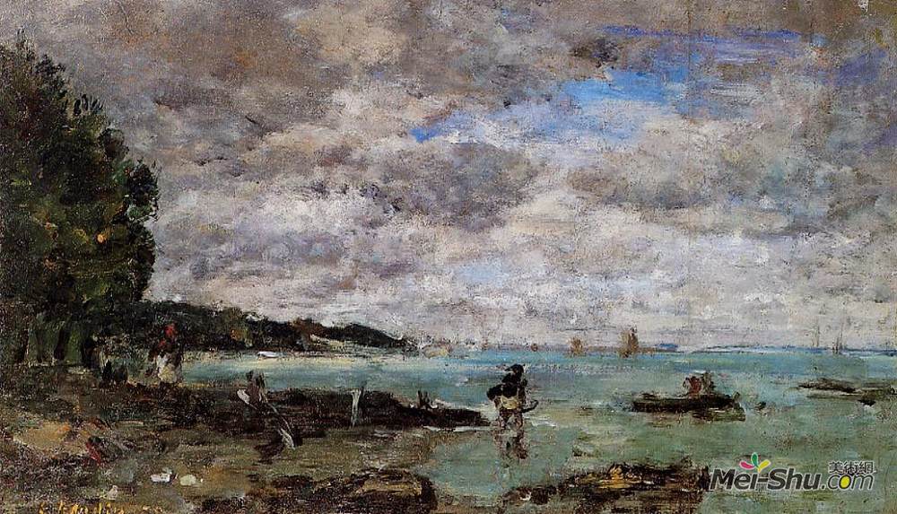 尤金·布丹(Eugene Boudin)高清作品《The Coastline at Plougastel》