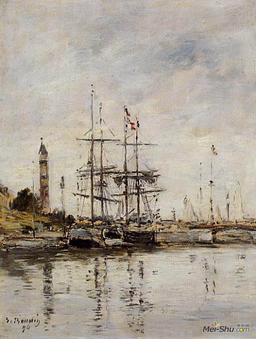 尤金·布丹(Eugene Boudin)高清作品《在多维尔港》