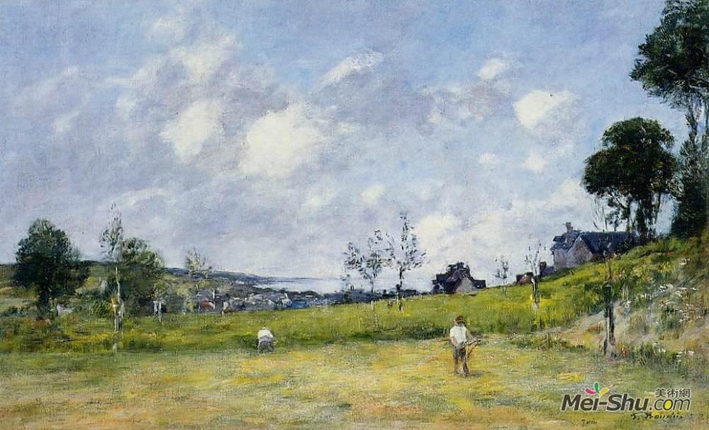 尤金·布丹(Eugene Boudin)高清作品《特鲁维尔附近的收获》