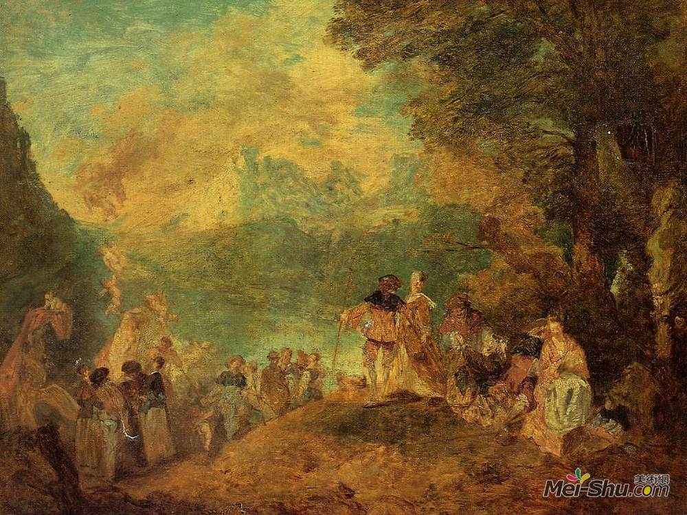 尤金·布丹(Eugene Boudin)高清作品《The Pilgrimage to Cythera (after Watteau)》