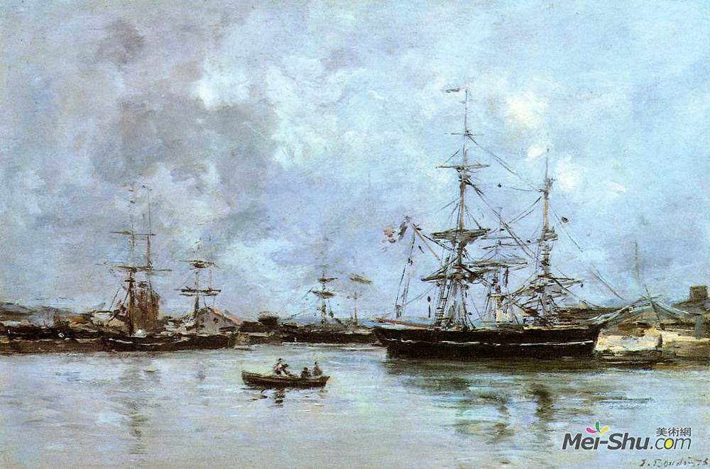 尤金·布丹(Eugene Boudin)高清作品《道维尔港》