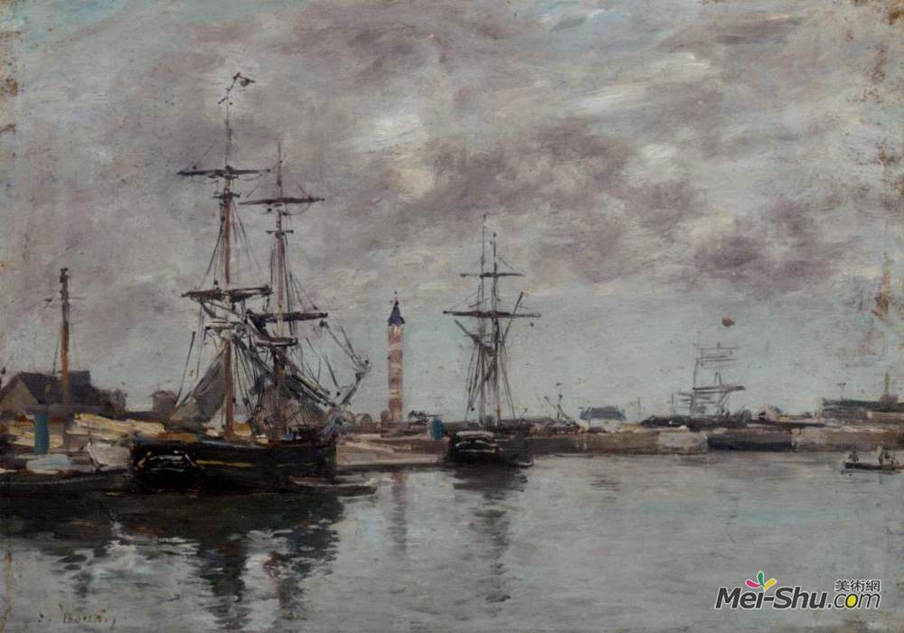 尤金·布丹(Eugene Boudin)高清作品《道维尔港》