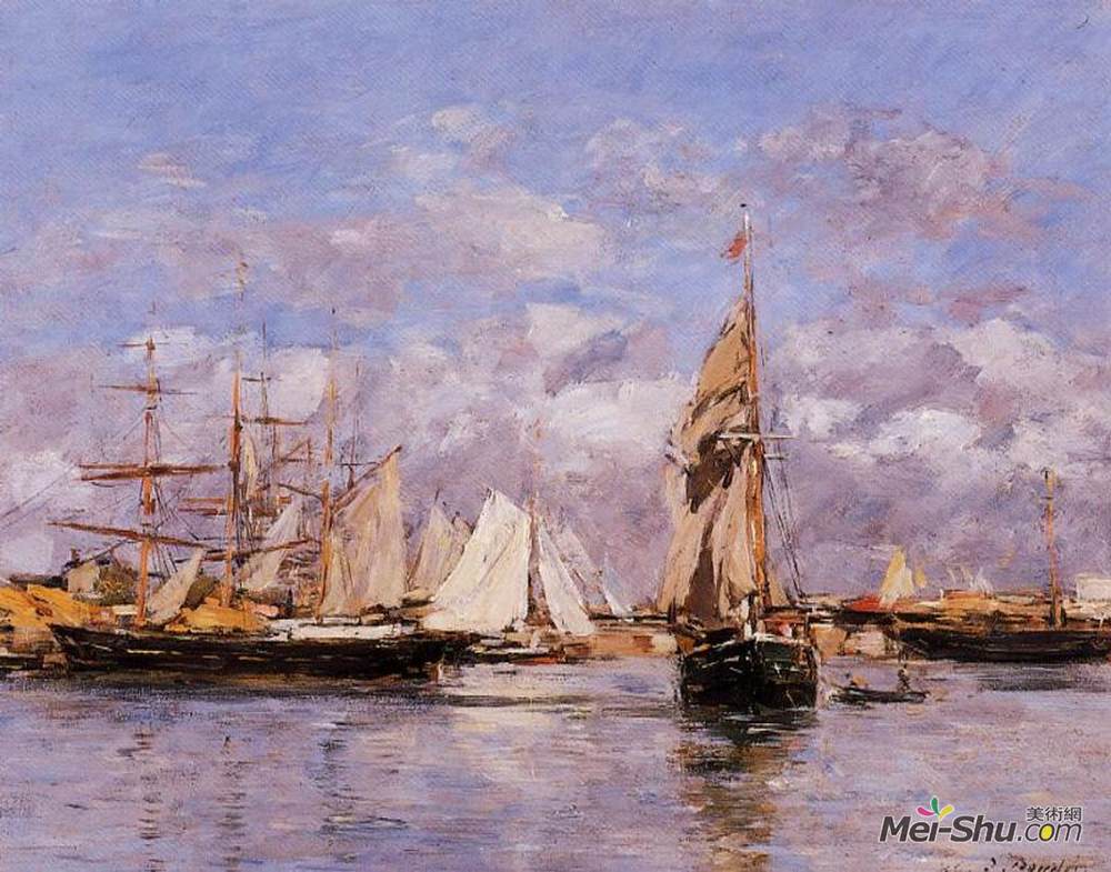 尤金·布丹(Eugene Boudin)高清作品《特维尔维尔港》