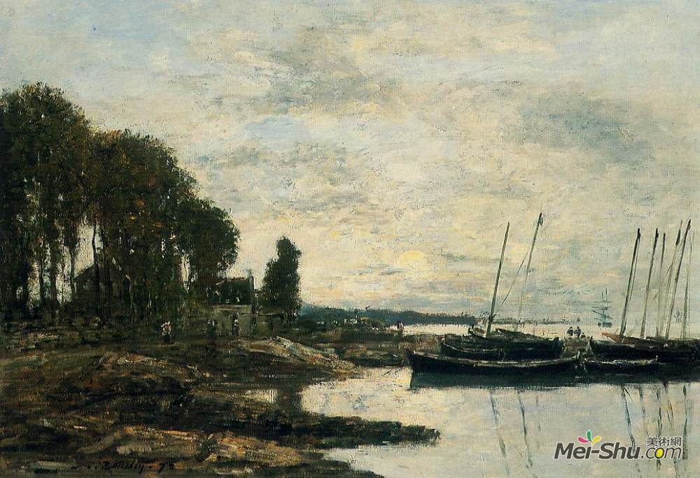 尤金·布丹(Eugene Boudin)高清作品《The Shore at Plougastel》