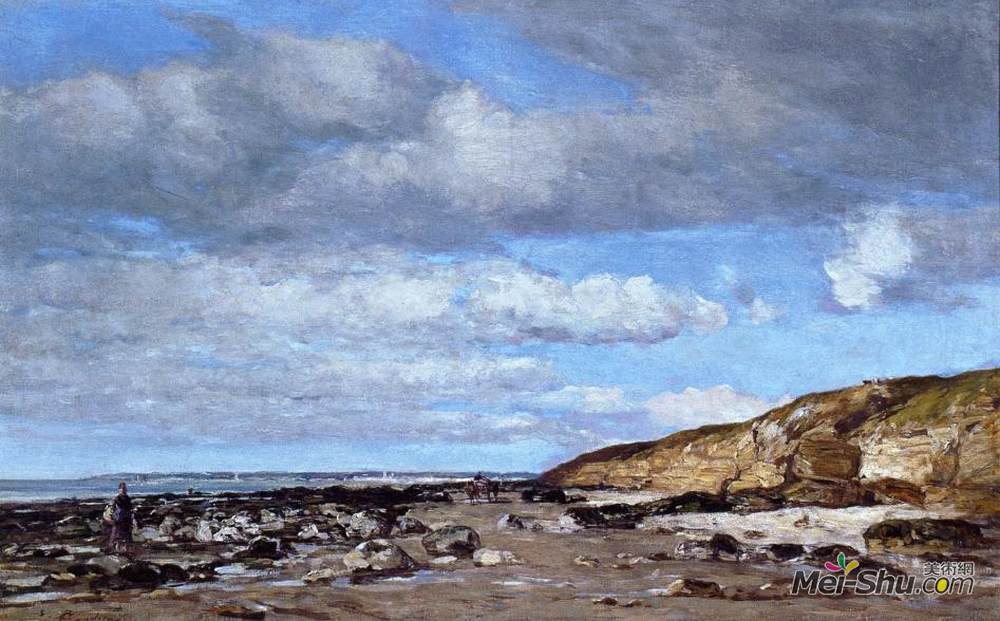 尤金·布丹(Eugene Boudin)高清作品《Trouville, Shore and Rocks》