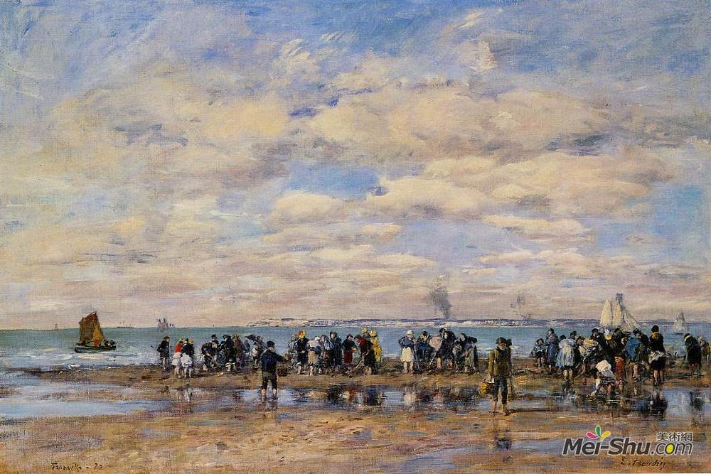 尤金·布丹(Eugene Boudin)高清作品《特鲁维尔，低潮海滩》